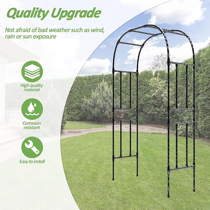 Garden Arch Trellis-59*94.5", Plastic-Coated Rust-Proof Arbor Trellis, Garden - Image 3