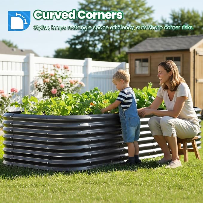 Quictent Galvanized Raised Garden Bed Kit, Strengthened by Crossbar, Dark Gray - Image 2