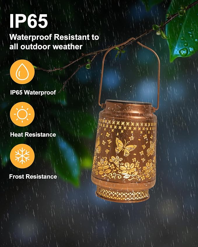 2 Pack Butterfly Solar Lanterns Outdoor Waterproof, Garden Decor Birthday Gifts - Image 8