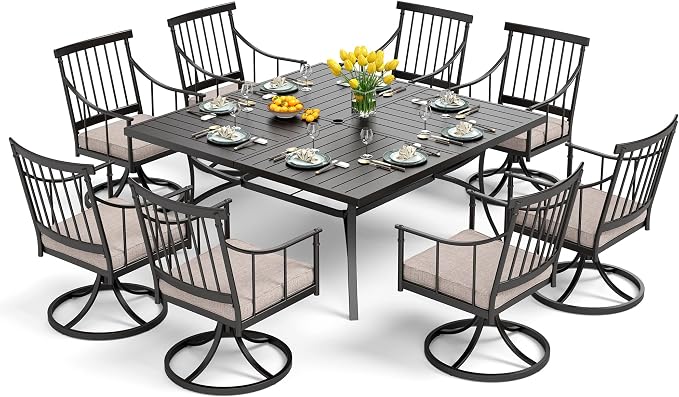 PHI VILLA 9 Pieces Outdoor Dining Table Set by PHIVILLAThepioneerofcomfortablehouseholdsupplies