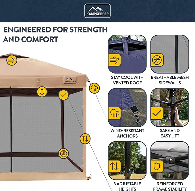KAMPKEEPER 10x10 Pop-Up Canopy Tent, Waterproof Portable Shade - Image 3