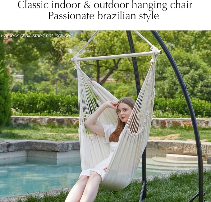 PNAEUT Hammock Chair Hanging Rope Swing - Image 2