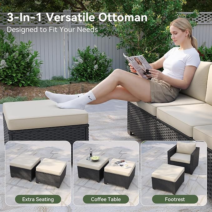 Aoxun Patio Furniture Set, 5 Piece Outdoor Sectional Sofa - Image 5