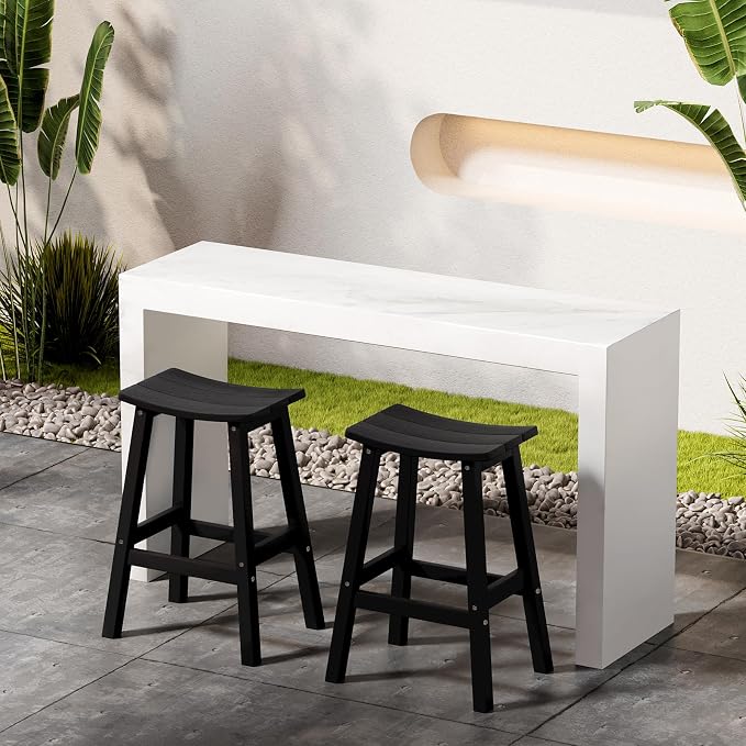 Stoog All-Weather Bar Stools Set of 2, Low Maintenance, - Image 7