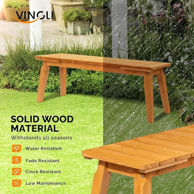 VINGLI Outdoor Dining Set with 2 Benches - Image 6