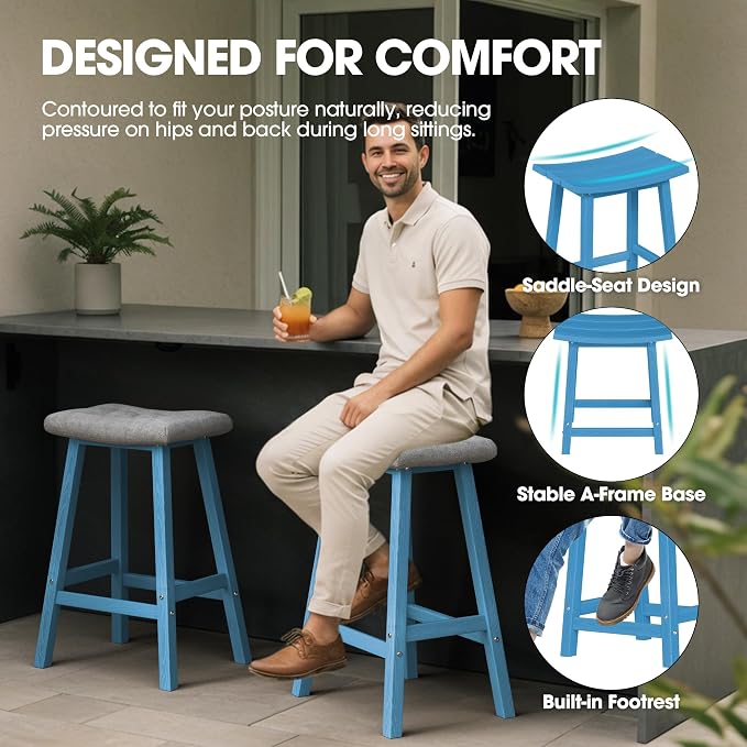 Ciokea 2 Set 29" Outdoor Bar Stools - Image 4