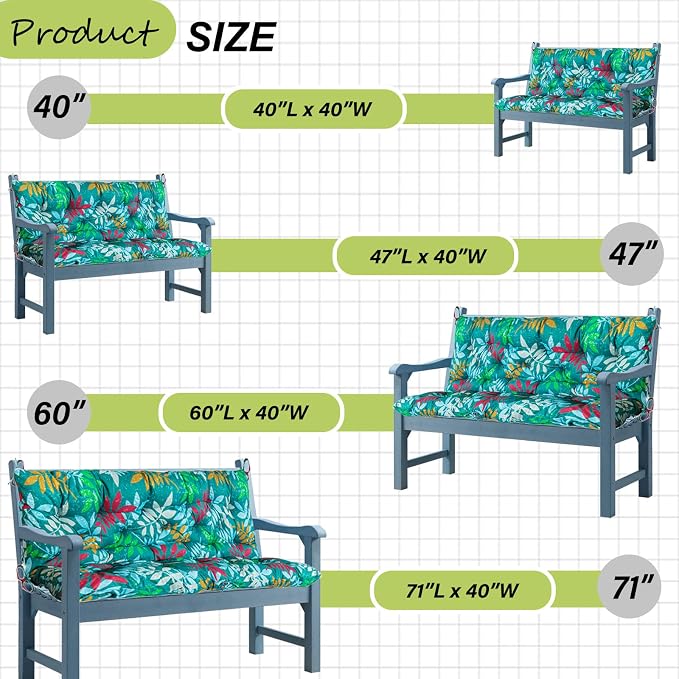 Waterproof Porch Swing Cushion Replacement, 2–3 Seat Swing Seat Cushion - Image 7