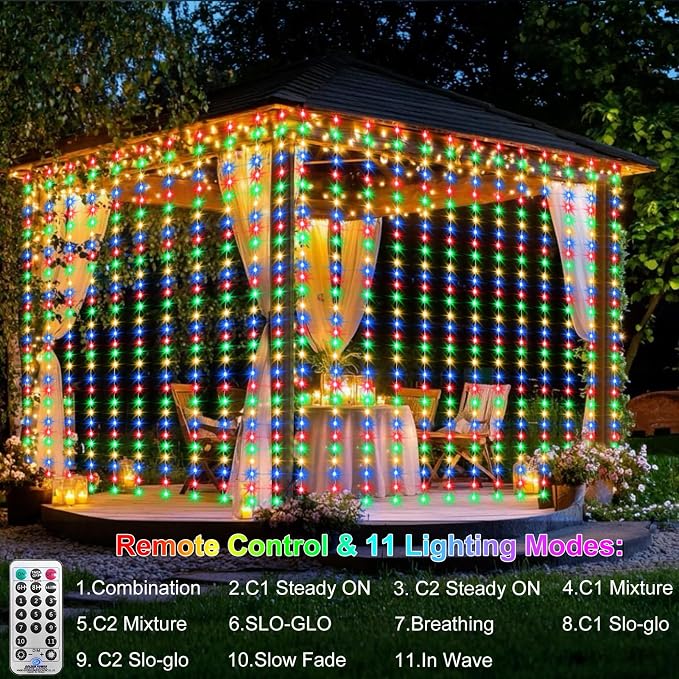 ZAIYW Curtain Lights 600 LED 20Ftx10Ft, Dual Color Changing Curtain Fairy Light - Image 4