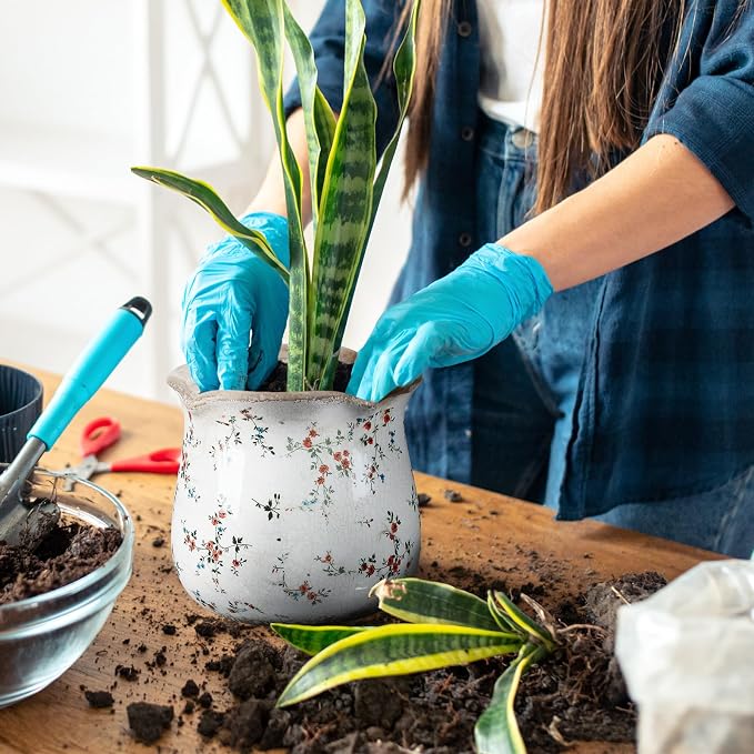 6 Inch Ceramic Plants Pots Vintage Ceramic Flower Planters Crackle Glaze Finish - Image 6