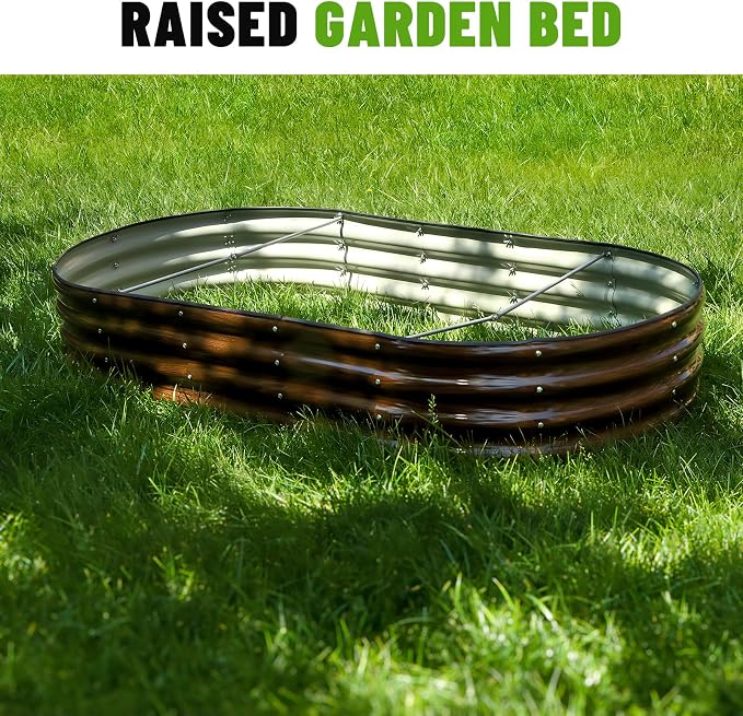 SnugNiture 2 Pcs 6x3x1ft Raised Garden Bed Kit, Outdoor Oval Metal Garden - Image 6