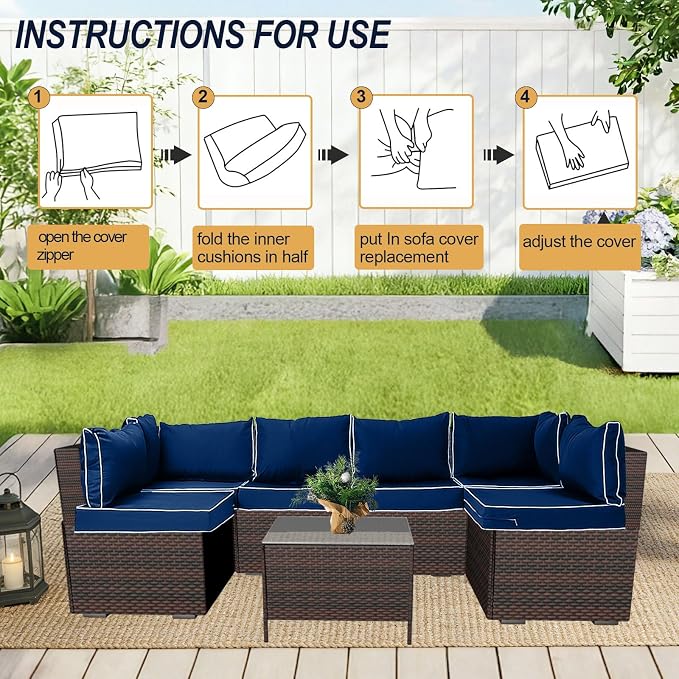 Outdoor Cushion Covers for Patio Furniture, Patio Cushion Covers Replacement - Image 5
