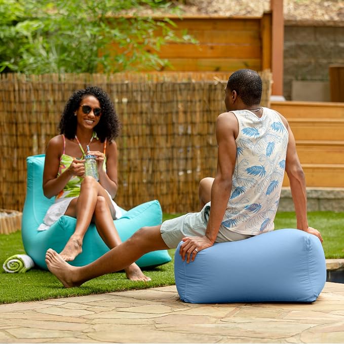 Jaxx Leon Outdoor Bean Bag Ottoman, Ocean Blue - Image 6