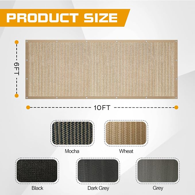 6'x 10' Pergola Shade Cover, Sand Outdoor Sun Shade Cloth - Image 2