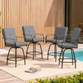 Patio Swivel Bar Stools, Outdoor Bar Height Swivel Chairs Set of 4 by GOOGIC