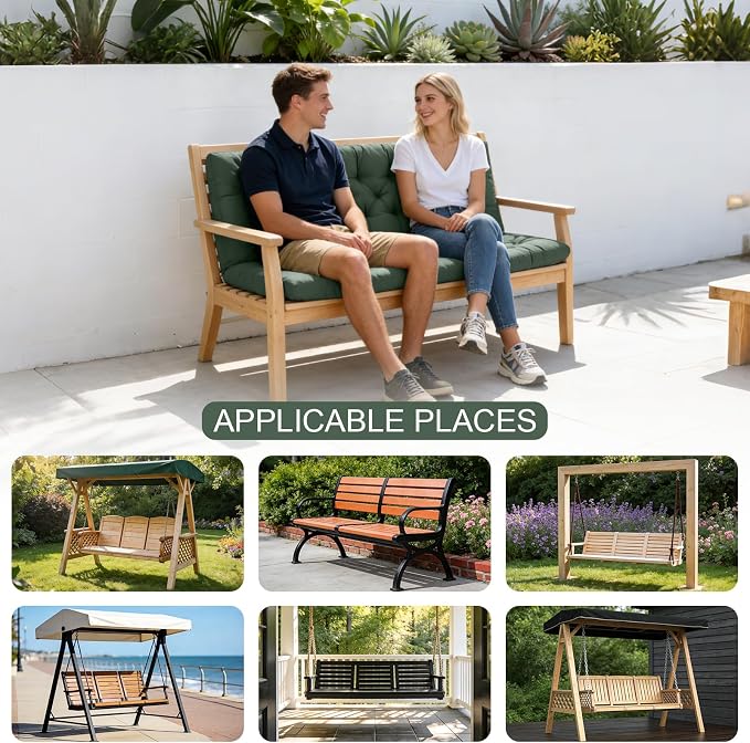 Porch Swing Cushions, Outdoor Swing Replacement Cushions 4 Seater - Image 6