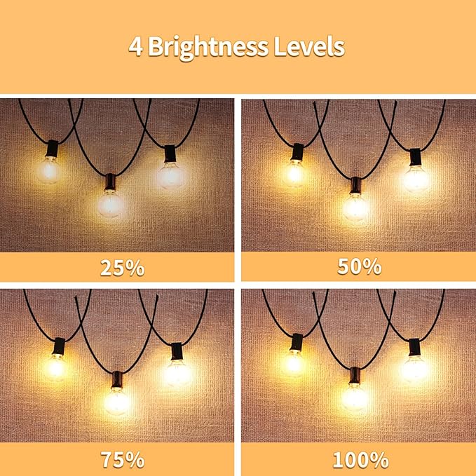 Outdoor String Lights with Remote, 100ft 50 LED Bulbs Dimmable Patio Lights - Image 4