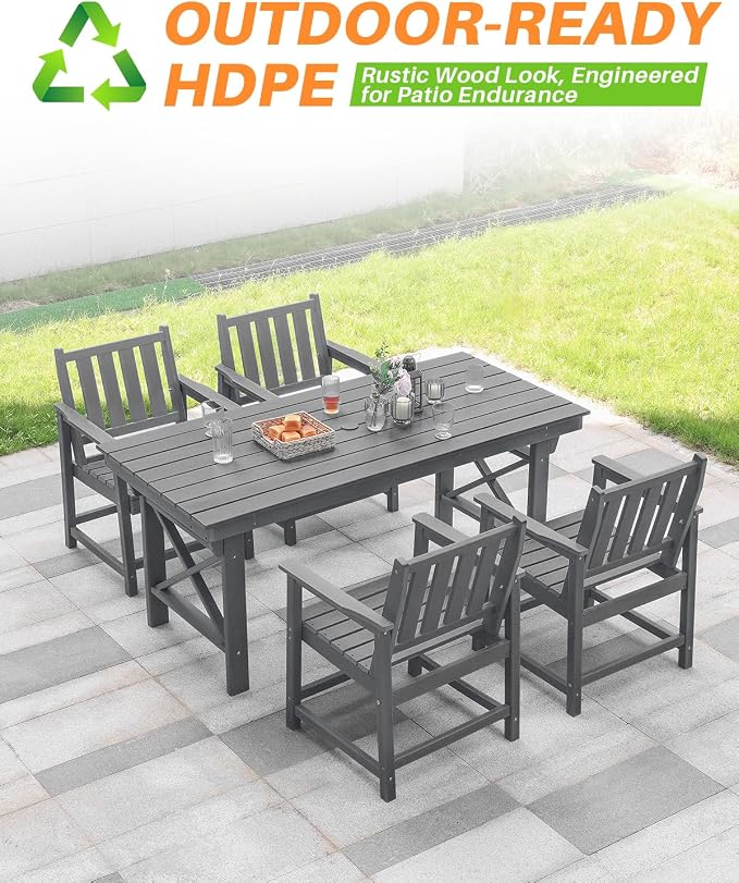 HDPE Patio Dining Set, 5-Piece Outdoor Table and Chairs - Image 4