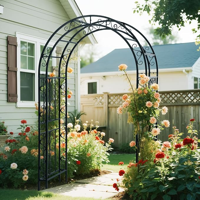 Garden Arch Arbor 83 Inches Tall, Heavy Duty Metal Iron Arbor - Image 7