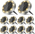 10 Pack Solar Ground Lights Outdoor, 8 LED Mini Flat Solar Disk Lights by Unknown