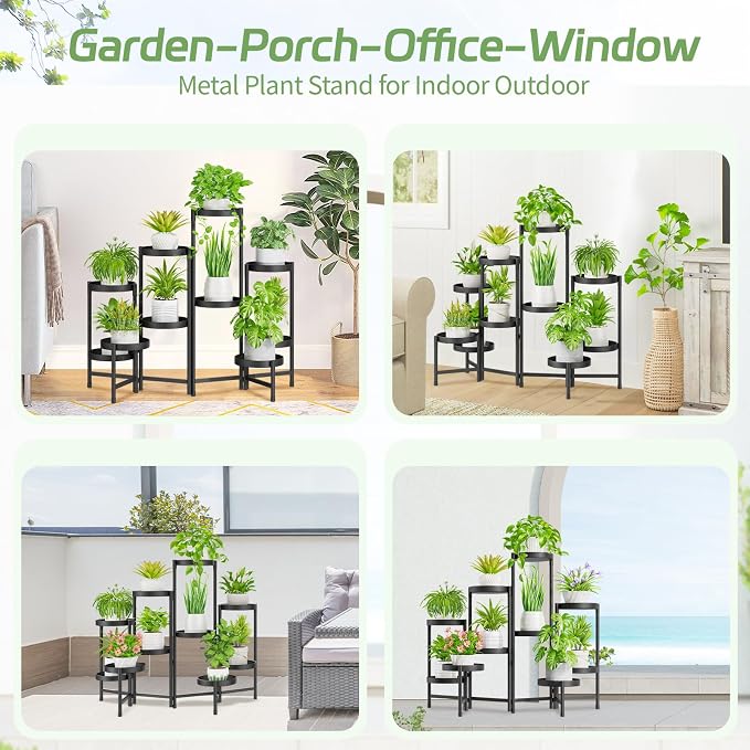iDavosic.ly Plant Stand Indoor Outdoor, 10 Tier Corner Metal Flower Display - Image 3