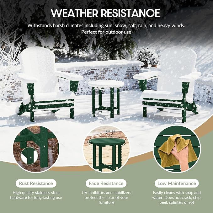 WestinTrends Dylan Adirondack Round Outdoor Side Table, Dark Green - Image 5
