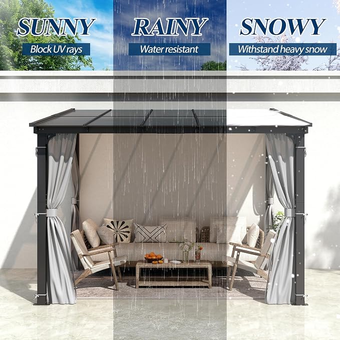 COVERONICS 10' X 10' Outdoor Polycarbonate Lean to Gazebo - Image 3