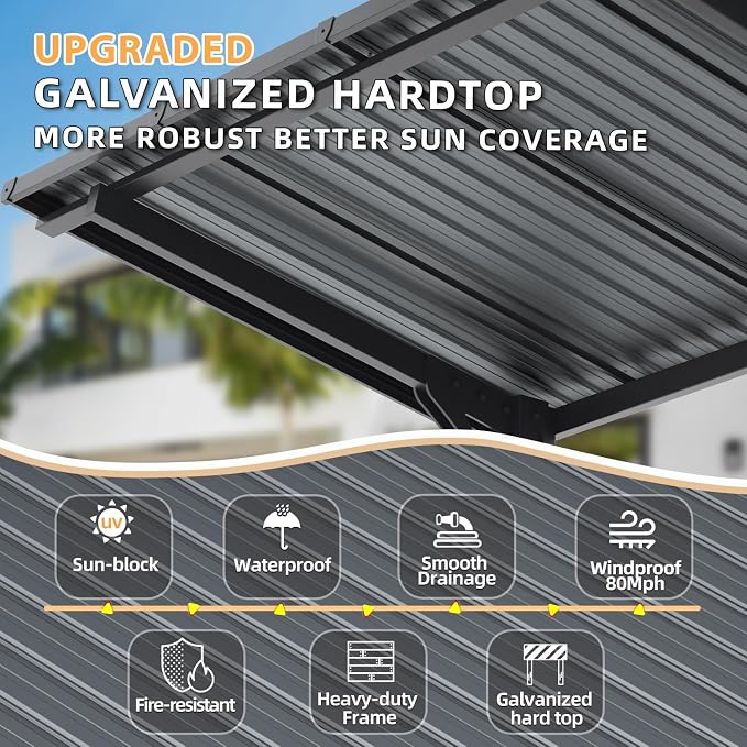 AECOJOY 12'x8' Outdoor Hardtop Gazebo Pergola - Image 3