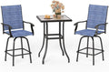 MFSTUDIO 3 Piece Outdoor Swivel Bar Set, Outdoor Bar Table and Chairs Set by MFSTUDIO