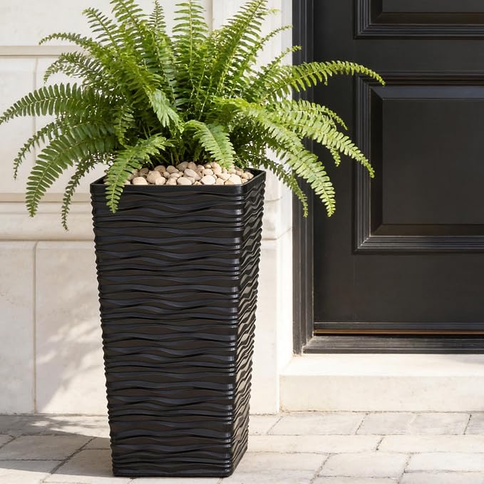 Worth Garden 2-Pack Black Tall Planter - Image 2