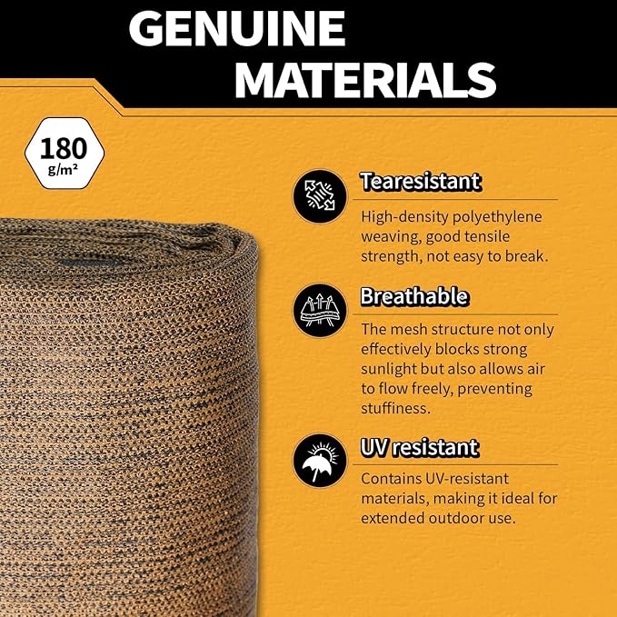 90% Sun Shade Cloth with Grommets 20x20 FT, 180GSM Heavy-Duty HDPE Mesh Tarp - Image 3