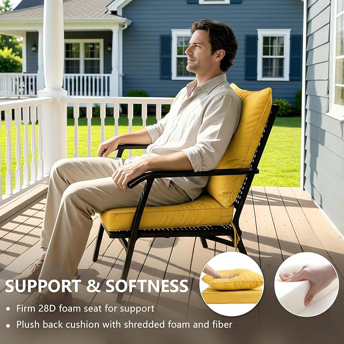 22x22 Inch Patio Chair Cushions Set of 2, Outdoor Furniture Cushions - Image 4