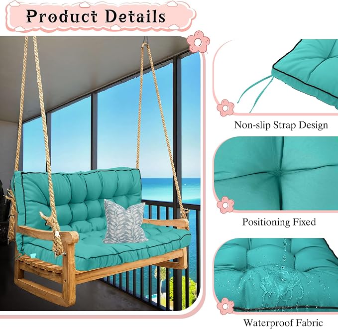 2-3 Seat Swing Replacement Cushion, Outdoor Bench Cushions - Image 3
