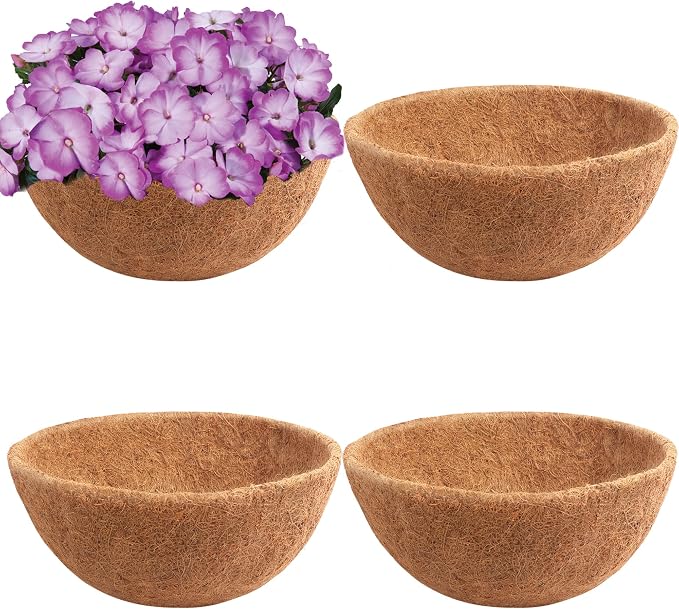 Y&M Pack of 4 12" Pre-Formed Round Coco Fiber Coco Liner Hanging Basket Liners by YM