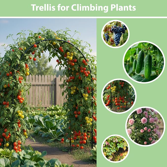 RUBFAC 94" Metal Garden Arch Trellis - Image 4