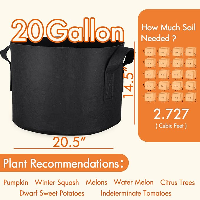 Gardzen 6-Pack 20 Gallon Grow Bags, Aeration Fabric Pots - Image 7