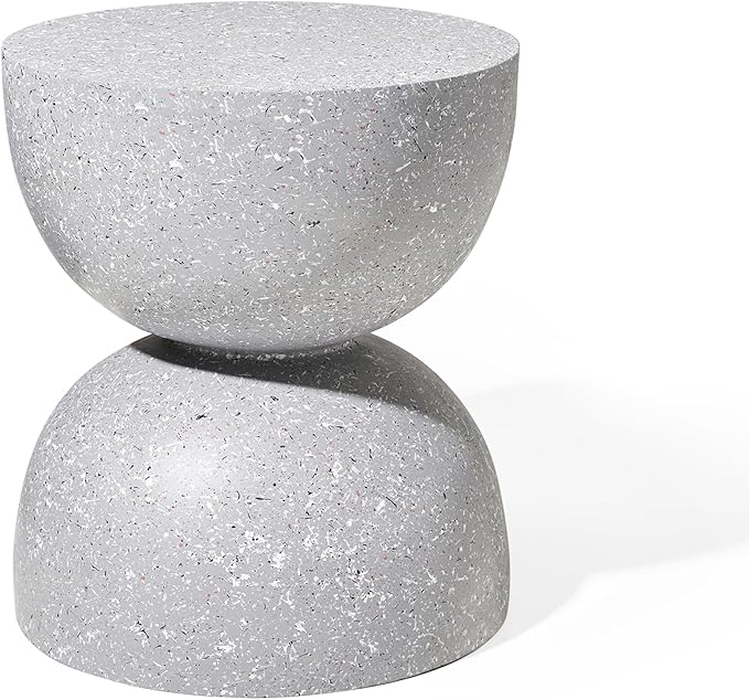 Glitzhome Outdoor Side Table, Round Accent End Table, Lightweight Hourglass by Glitzhome
