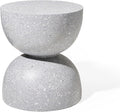 Glitzhome Outdoor Side Table, Round Accent End Table, Lightweight Hourglass by Glitzhome