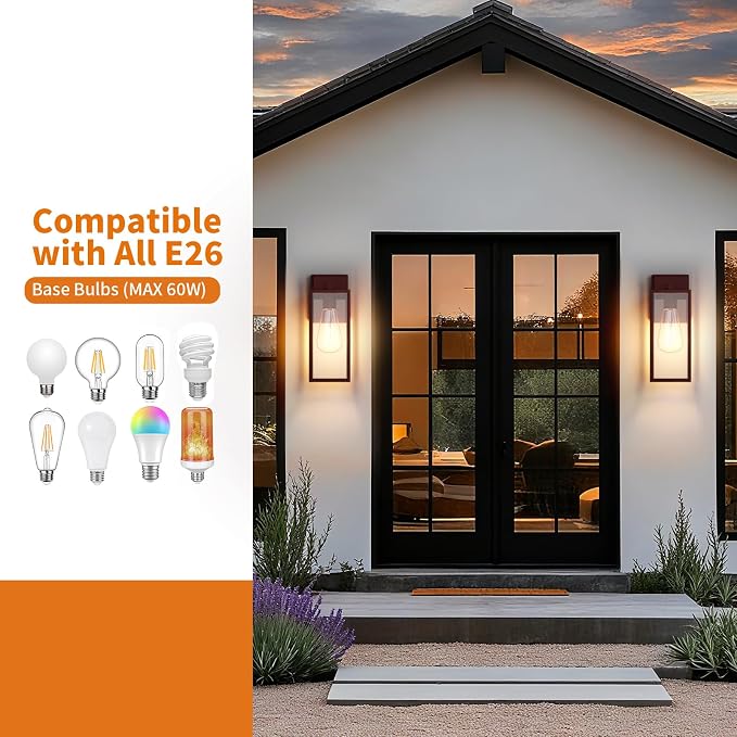 2 Pack 15'' Oil Rubbed Bronze Outdoor Front Porch Lights - Image 4