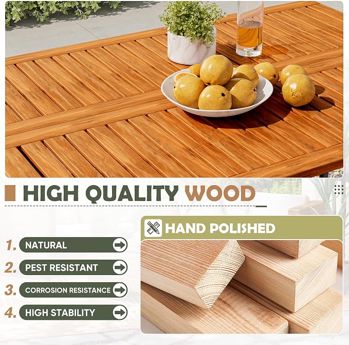 Devoko Patio Bar Set 5 Pieces Acacia Wood Patio High Top Bar Table and Stools - Image 4