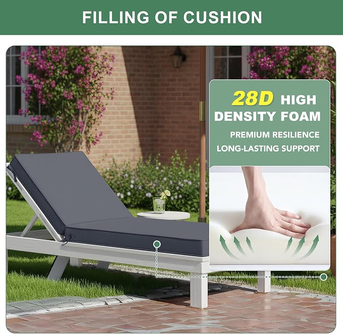 Chaise Lounge Cushions Outdoor Set of 4 - Image 5