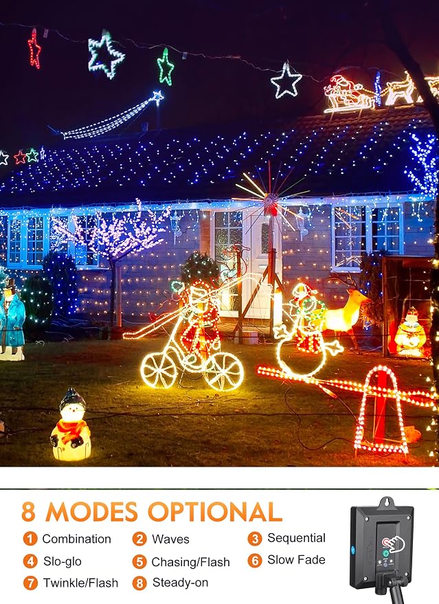 Brightown Solar String Lights Outdoor Waterproof, 18 Colors Changing 39FT Fairy - Image 3