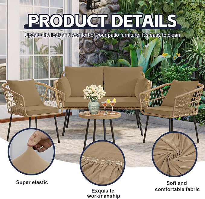 8Pcs Patio Cushion Covers, Outdoor Cushions Covers, Stretch Cushion Covers - Image 3