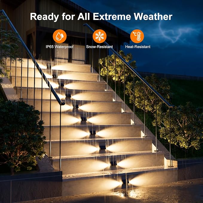 6 Pack Solar Powered Step Lights Outdoor Waterproof LED - Image 3