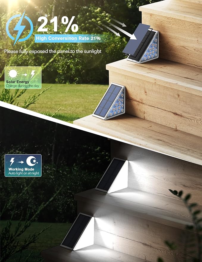 LED Solar Step Lights Waterproof Outdoor Stair Lights, Solar Deck Light Outdoor - Image 3