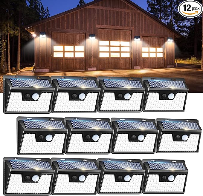 Peasur Solar Lights Outdoor Waterproof, 3 Lighting Modes Solar Motion Sensor by Peasur