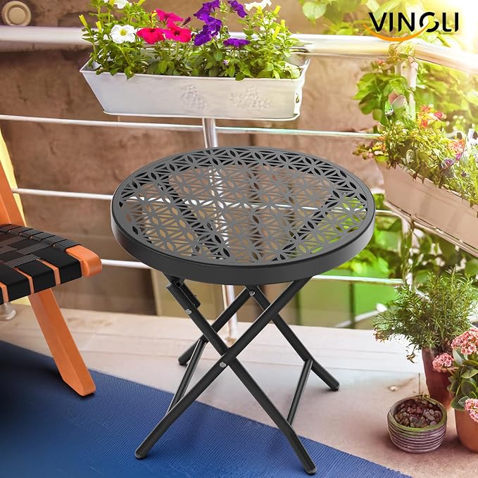 VINGLI Patio Folding Side Table, Small Outdoor Table - Image 6
