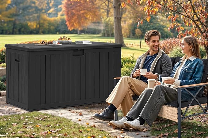 YITAHOME 200 Gallon Extra Large Deck Box, Double-Wall Resin Outdoor Storage Box - Image 8