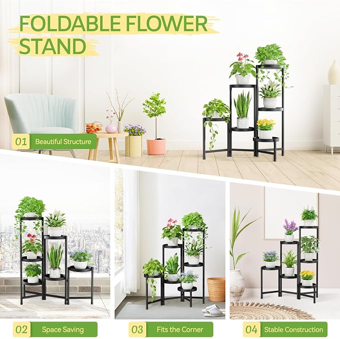 iDavosic.ly Plant Stand Indoor Outdoor, 6 Tier Corner Metal Flower Display - Image 6