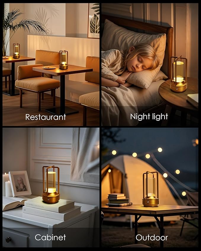 Set of 2 Cordless Table Lamps, LED Rechargeable Battery Operated Desk Lamps - Image 6