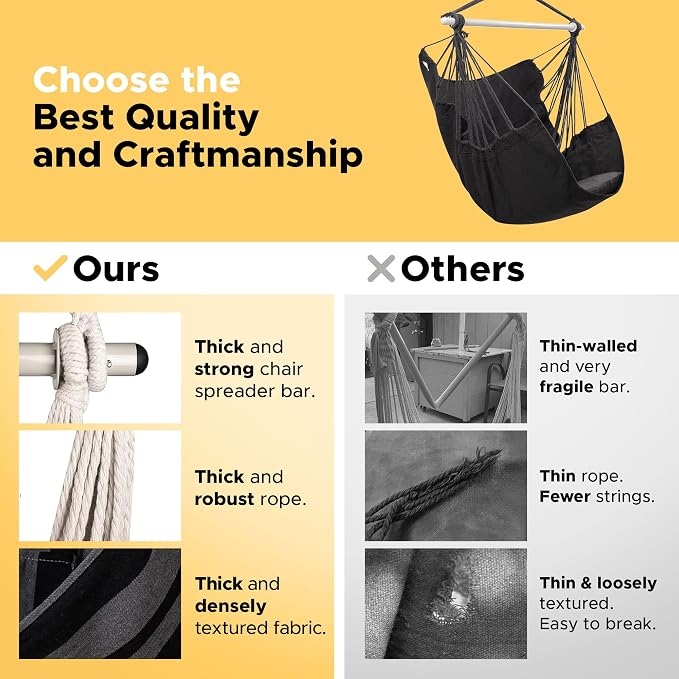 ADVOKAIR Hammock Chair Swing, Heavy-Duty Hanging Rope Swing Seat Supports 500 - Image 3